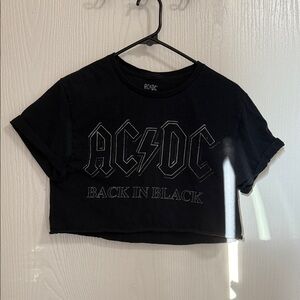 AC/DC Black Graphic Crop Top